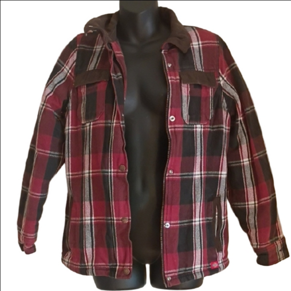 Dickies Jackets & Blazers - Dickies Red and Black Checkered Chore Coat Style Jacket. Size Small.